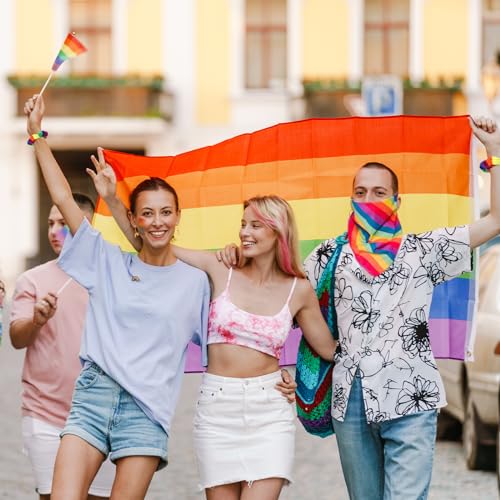 LGBT Pride Rainbow Hair Scrunchies and Bandanas Set 4-Piece