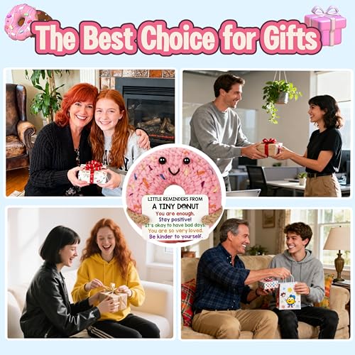 Cute Positive Donut Plush - Uplifting Crochet Gift for Friends