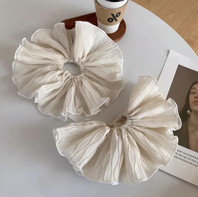 Jinshining Oversized Mesh Lace Hair Scrunchie for Women Large Volume Ponytail Holder