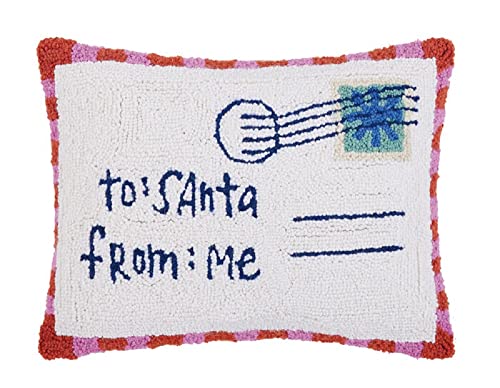 Christmas Holiday Pillow with Santa Hook 18-Inch Wool & Velvet Home Decor