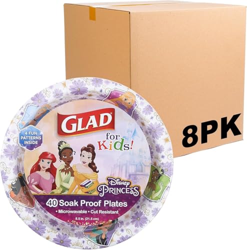 Glad Disney Princess Disposable Paper Plates, 8.5 in, 40 Ct