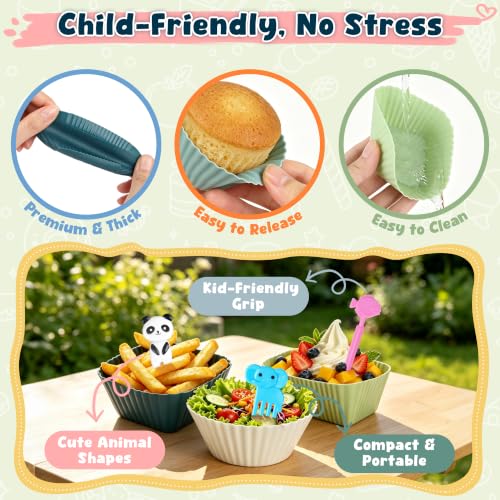LAIYPHO 66PCS Silicone Lunch Box Dividers & Animal Food Picks - Morandi