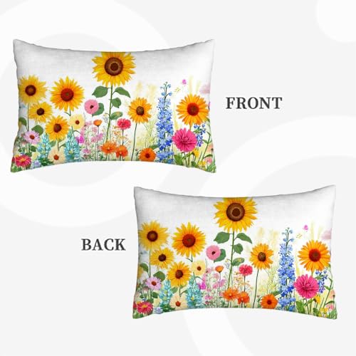 Sunflower Floral Pillowcase Sham 20x30 Inch for Queen Bed