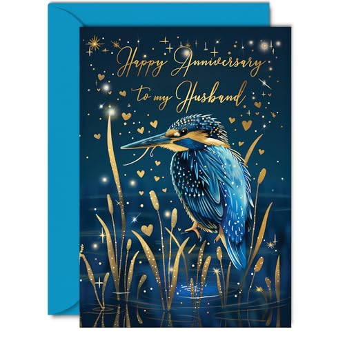 Gold Anniversary Card for Husband - Elegant A5 Greeting Card with Envelope