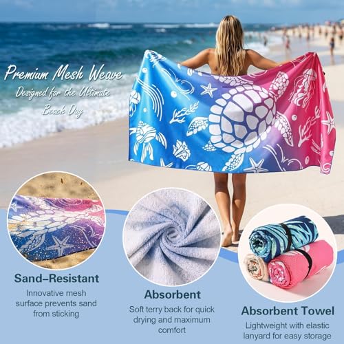 MelonBoat Oversized Turtle Beach Towel, 35"x71" Quick-Dry Terry Cloth