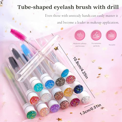 TORMEN Disposable Mascara Wand Set with Dust-Proof Tubes - 7pcs Mixed Color Lash & Brow Brushes