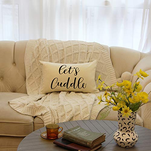 Let's Cuddle Quotes Farmhouse Pillow Covers 12" x 20" Cushion