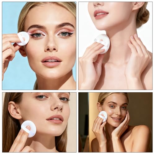 YEAJOIN 3pcs Powder Puff Set with Container Soft Body and Face Makeup Puffs