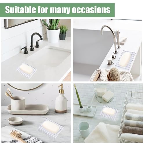 Naturahand 2 Pcs Self-Draining Clear Plastic Soap Holder for Shower & Sink
