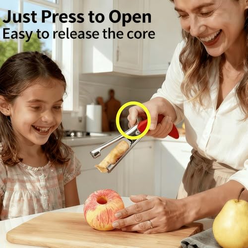 Stainless Steel Apple Corer Tool with Serrated Edge - Easy Grip