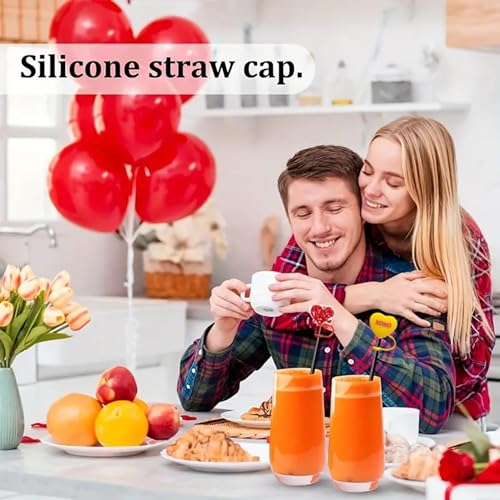 8-Pack Heart Silicone Straw Covers for Stanley Cups - 10mm