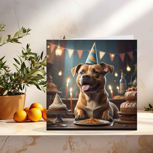 Staffie Birthday Card - Staffordshire Bull Terrier Greeting Card