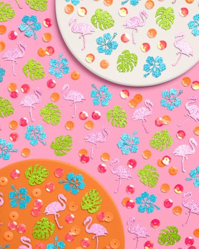 Flamingo & Palm Tree Confetti - 200 pcs Tropical Party Decor