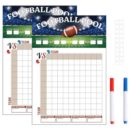 Atiloy 2PCS Large Football Pool Posters - 100 Grids, 16x23.5in