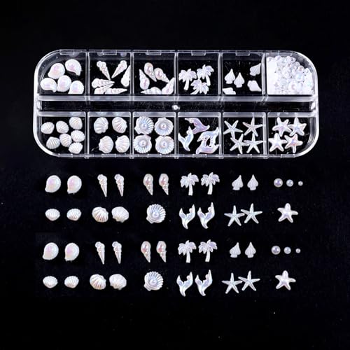 3D Ocean Nail Art Charms Set - Starfish Seashell Resin Gems for Summer Beach Manicure DIY Crafts