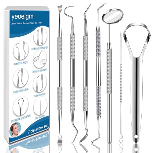 7-Piece Professional Dental Tools Hygiene Kit Stainless Steel Tooth Scraper