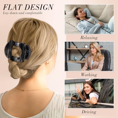 Flat Hair Claw Clips 6-Pack - Tortoiseshell Non-Slip French Barrettes