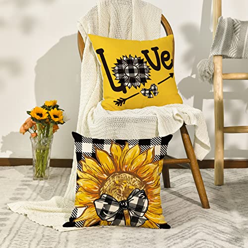 Summer Sunflower Truck Throw Pillow Covers - Set of 4, 18x18