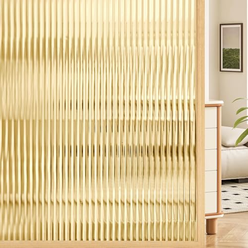 Coavas 3D Fluted Glass Window Privacy Film - Umber, 17.5x78.7 Inch