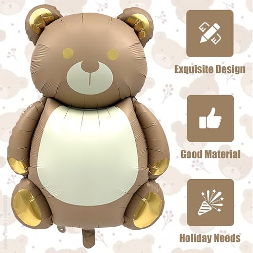 35-Inch Gold Bear Foil Balloons - 2 Pack for Baby Showers & Parties