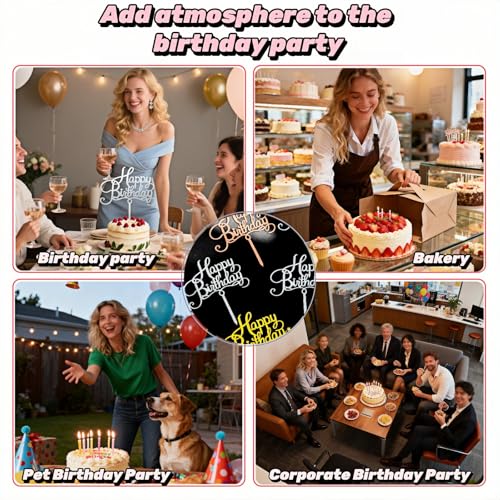 Acrylic Cake Toppers Set of 9 - Elegant Birthday Decorations