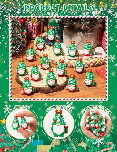 Christmas Gnome Figurines Set - 52 Mini Resin Holiday Decorations - Red & Green, 1.38 Inch - Variation: Christmas Gnome / 52pcs