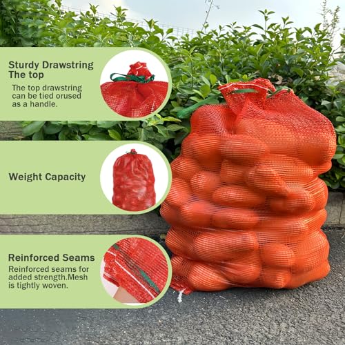 15 Pcs 60lb Extra Large Mesh Produce Bags 31" x 20" - Reusable Drawstring