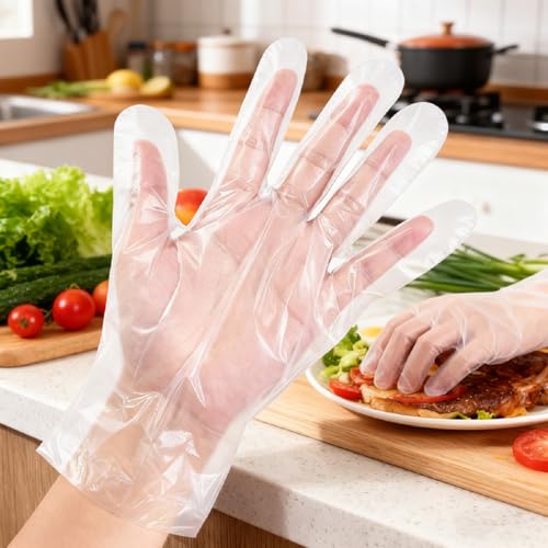 Disposable Food Prep Gloves - 200 Pairs, Food Safe, One Size Fits Most