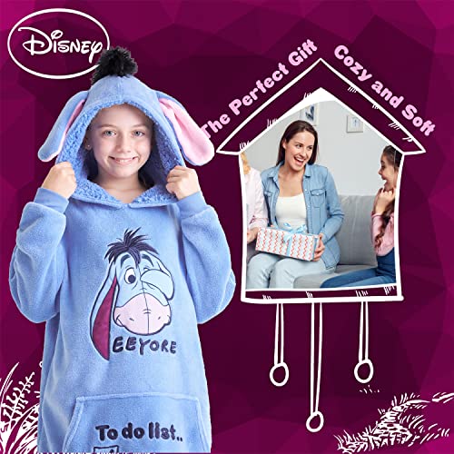 Disney Stitch Kids Oversized Hoodie Blanket - Light Blue Wearable Fleece