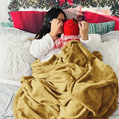 Bedsure GentleSoft Fleece Blanket Twin Size Yellow Gold - 300GSM Cozy Soft Warm Blanket 60x80 inches