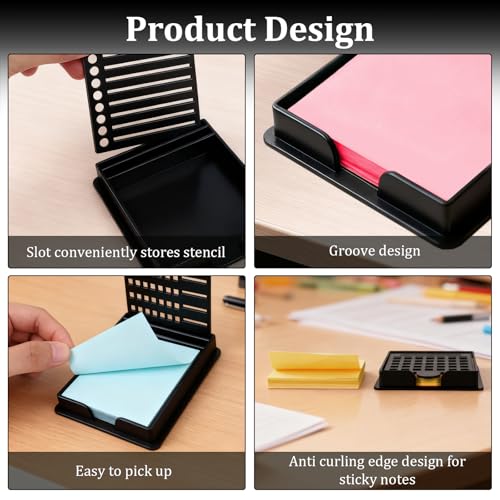Sticky Note Holder with 5 Reusable Templates for Organization