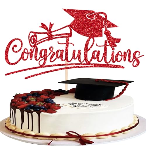 Graduation Cake Toppers - Class of 2026 Glitter Picks (6pcs)