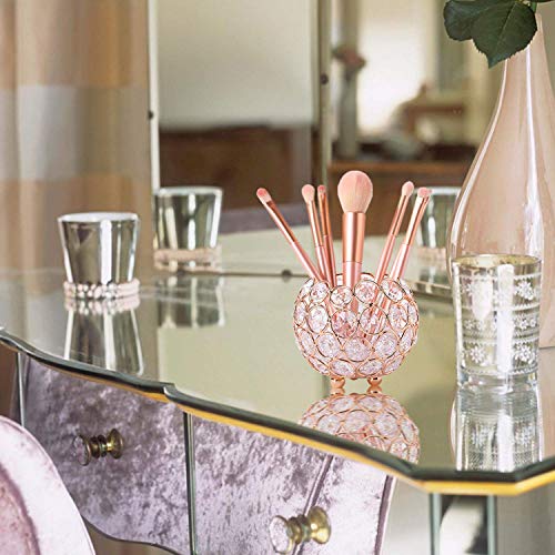 Gold Spherical Crystal Makeup Brush Holder Organizer