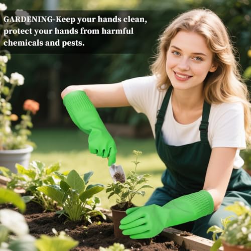 Reusable Rubber Cleaning Gloves - 15-Inch Long, Large (Fits Medium Hands)