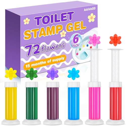 AstrivixDD 6 Pack Flower Toilet Gel Stamps - 72 Long-Lasting Fresheners