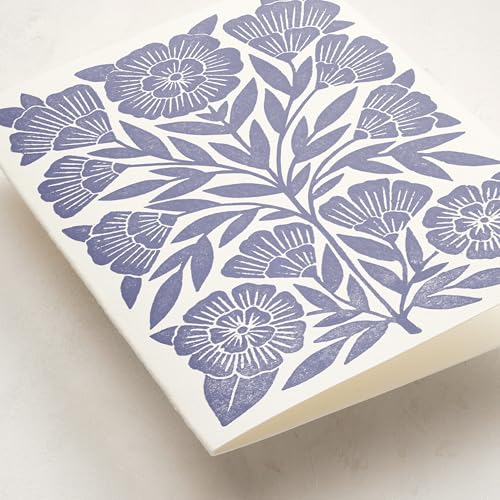 Elegant Blank Greeting Card with Floral Block Print - 5x7