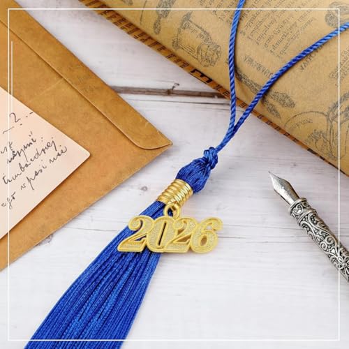 Dingion 2 Pcs Royal Blue Graduation Tassel Class of 2026 Cap Decoration