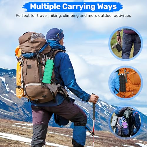 Rotayi 16oz Collapsible Silicone Water Bottle - BPA-Free, Leak-Proof, Portable Travel Companion