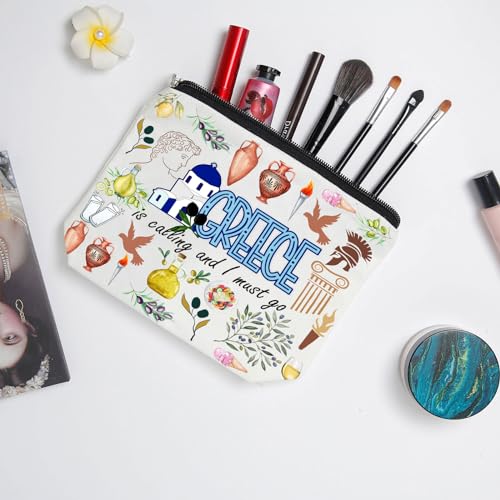 Greece Travel Canvas Makeup Pouch Bag Souvenir Organizer