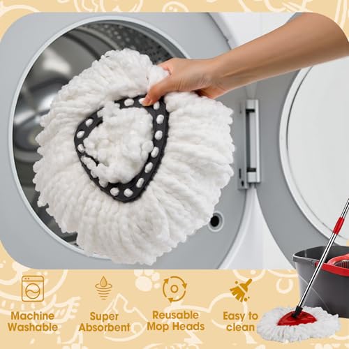 APOCHON Microfiber Spin Mop Replacement Heads - 3 Pack Refill