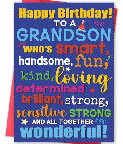 Grandson Birthday Card from Grandparents - Colorful Design