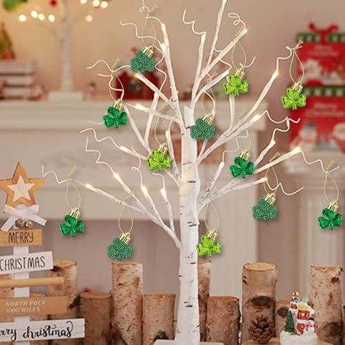 36Pcs St. Patrick's Day Shamrock Ornaments Set for Tree Decor