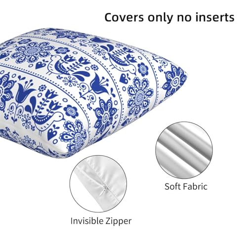 Scandinavian Folk Art Throw Pillow Covers Set of 2 - 18x18"