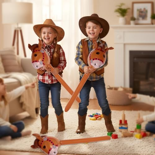37-Inch Inflatable Horse Head Stick Balloons - Brown, 2-Pack