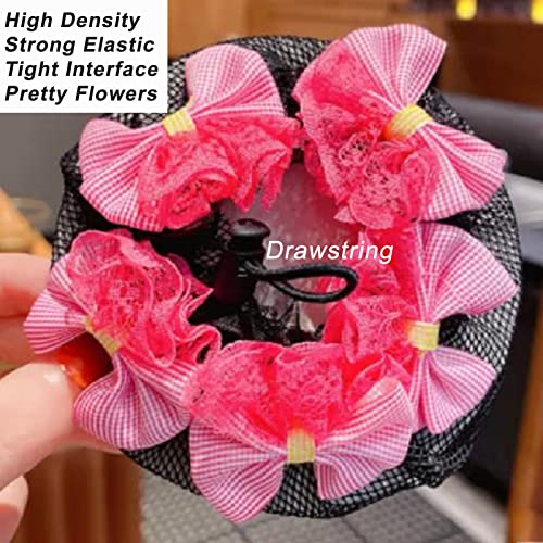 3Pcs Girls Floral Hair Net Bun Covers Small Snood for Dance and Skating