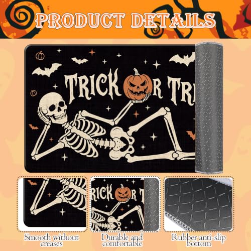 Halloween Skull Welcome Doormat - Non-Slip Rubber Backing, 17x29 Inch