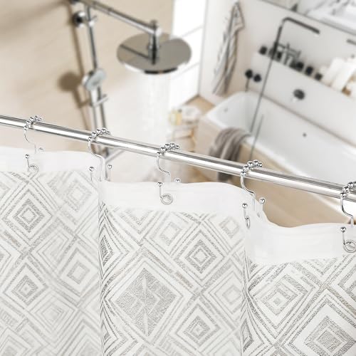 Resze 12PCS Metal Double Shower Curtain Hooks - Rust-Resistant & Smooth Glide