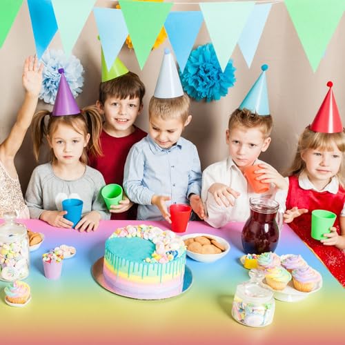 3 Pcs Rainbow Pastel Tablecloths - Disposable Plastic Covers for Parties