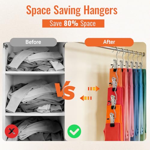 30-Pack Pants Hangers with Clips - Black Space-Saving Legging & Jean Organizer