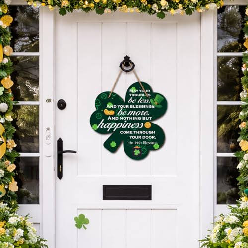 St. Patrick's Day Shamrock Hanging Sign - Double-Sided Door Decor